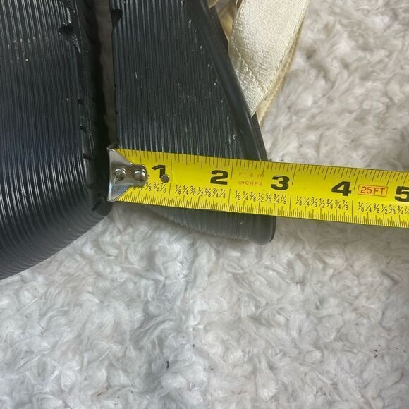 Skechers Fabric Beige Satin slip on wedge Straps Sandals Rhinestones accent SZ9 - Picture 9 of 10